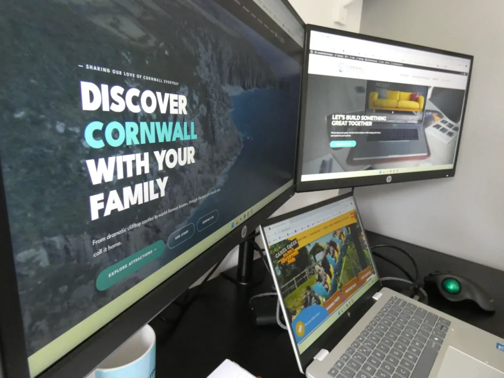 Cornwall Family Life website design displayed on screens